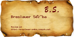Breslauer Sába névjegykártya